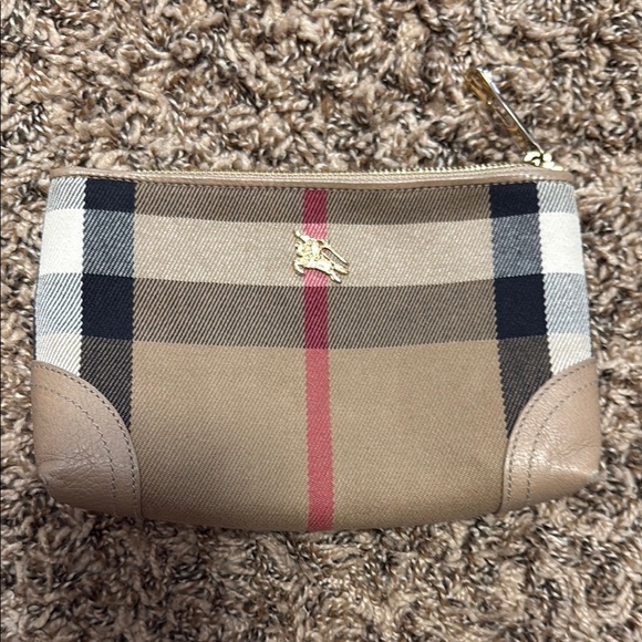 Burberry Tan and Black Cosmetic Bag with Iconic Check Pattern - Picture 1 of 12